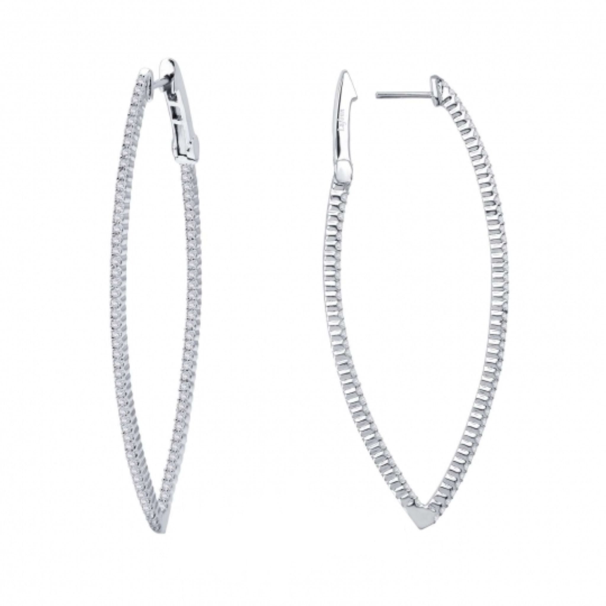 1 1/3ctw Marquise Diamond White Gold Hoop Earrings | REEDS Jewelers