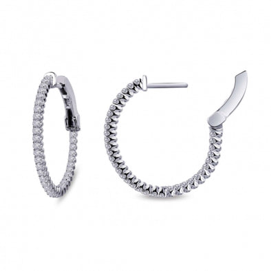 Simulated Diamond Inside/Out Hoop Earrings by LaFonn - Sterling Silver