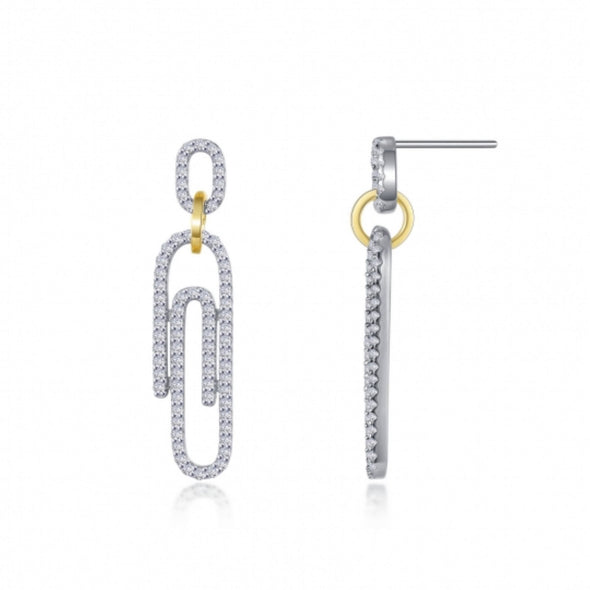 Simulated Diamond Paperclip Style Earrings by LaFonn - Sterling Silver