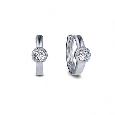 Bezel Set Simulated Diamond Huggie Earrings by LaFonn - Sterling Silver