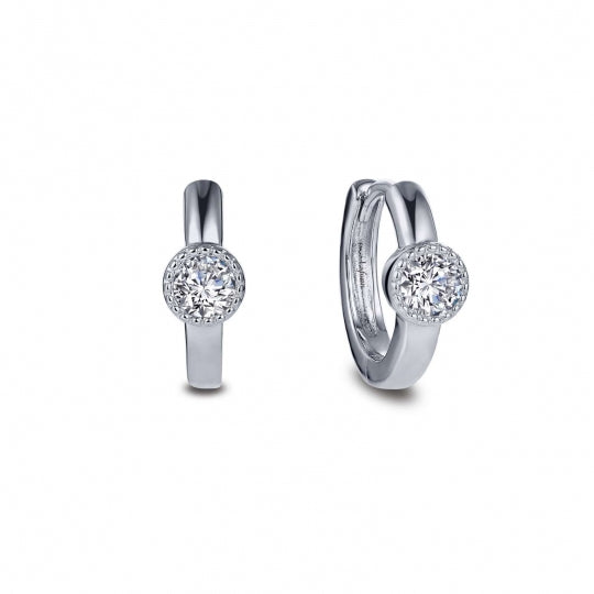 Bezel Set Simulated Diamond Huggie Earrings by LaFonn - Sterling Silver