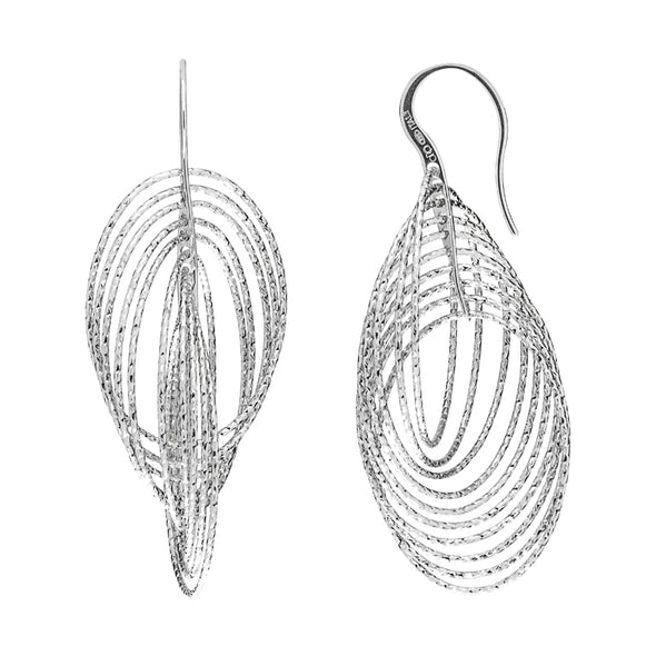 Multi Oval Shaped Dangle Earrings - Sterling Silver