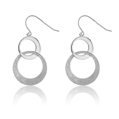 Double Circle Dangle Earrings - Sterling Silver