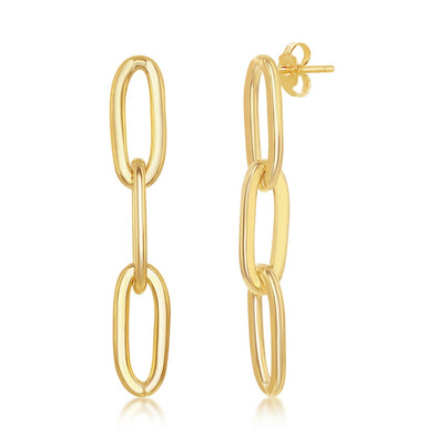 Paperclip Design Earrings - Sterling Silver and Gold Plate