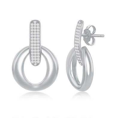 Cubic Zirconia Accented Open Circle Earrings