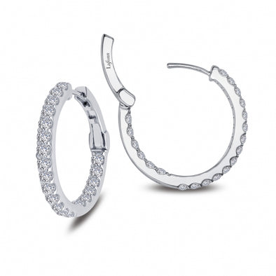 Simulated Diamond Hoop Earrings by LaFonn - Sterling Silver