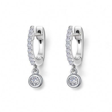 Bezel Set Simulated Diamond Huggie Earrings by LaFonn