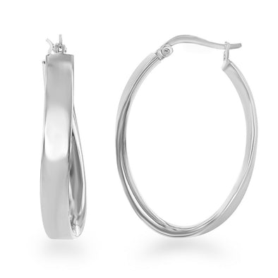 Tapered Design Oval Hoop Earrings