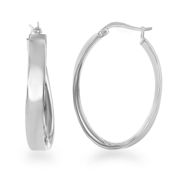 Tapered Design Oval Hoop Earrings