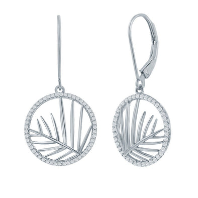 Round Leaf Design Dangle Earrings