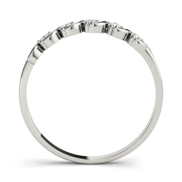 Half Bezel Set Swirl Design Diamond Wedding Band