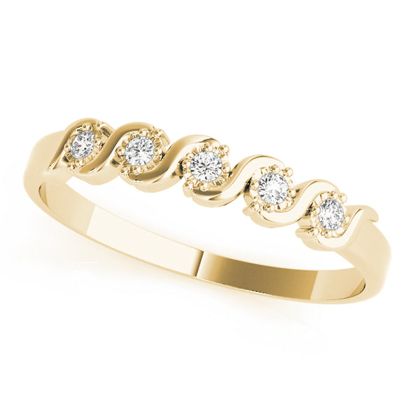 Half Bezel Set Swirl Design Diamond Wedding Band