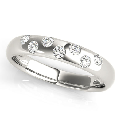 Inlaid Diagonal Design Diamond Stackable Wedding Band