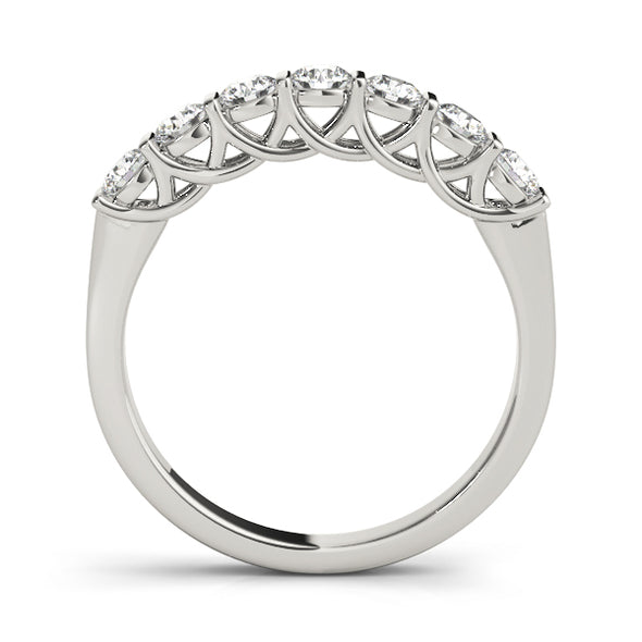 Seven Round Diamond Wedding Band with Scalloped Design