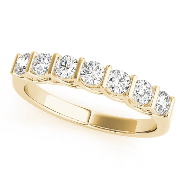 Seven Round Diamond Wedding Band with Scalloped Design