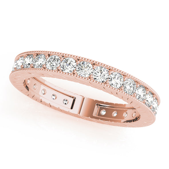 Channel Set Milgrain Edge Diamond Eternity Wedding Band