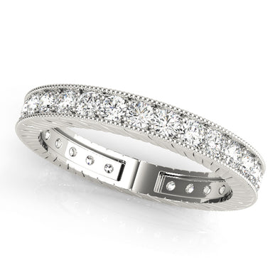 Channel Set Milgrain Edge Diamond Eternity Wedding Band