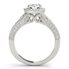 Vintage Style Diamond Halo and Engraved Detail Engagement Mounting