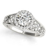 Vintage Style Diamond Halo and Engraved Detail Engagement Mounting
