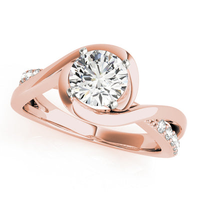 Bezel Set Gold Swirl Style Diamond Engagement Mounting