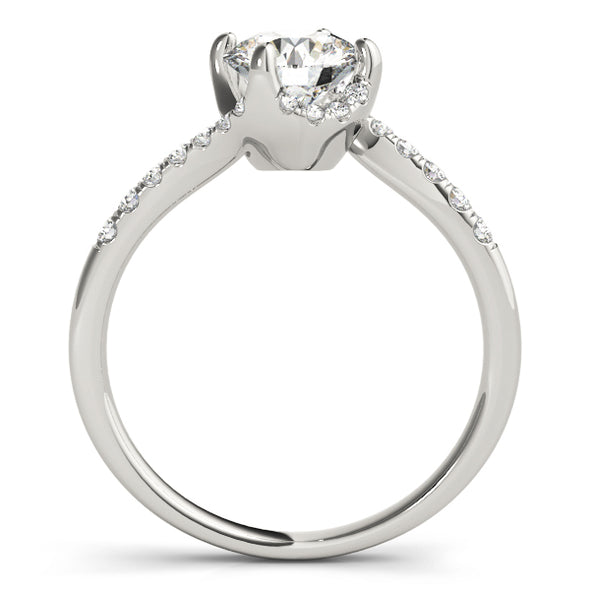 Half Halo Asymmetrical Design Diamond Engagement Mounting