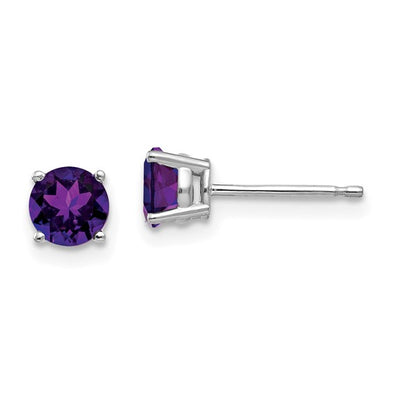 Round Amethyst Stud Earrings