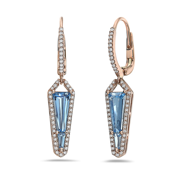 Blue Topaz and Diamond Accented Dangle Earrings