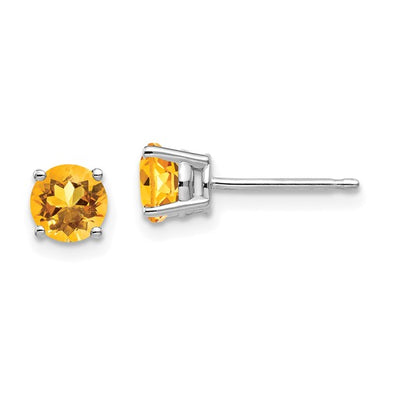 Round Citrine Stud Earrings