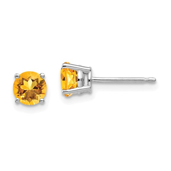 Round Citrine Stud Earrings