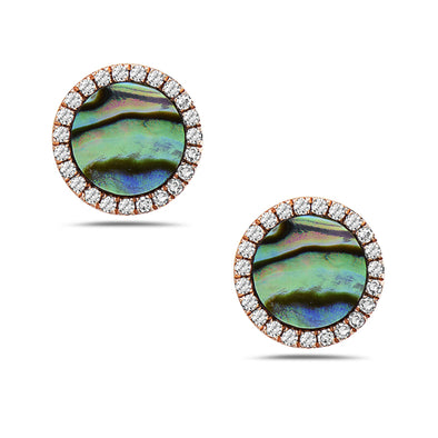 Abalone and Diamond Halo Earrings