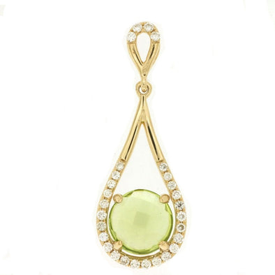 Peridot and Diamond Teardrop Design Pendant