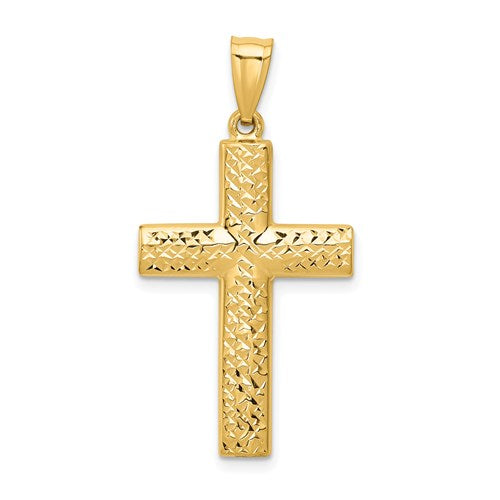 Reversible Textured and Polished Cross - 14kt Yellow Gold