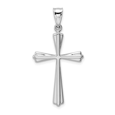 Etched Detail Cross - 14kt White Gold