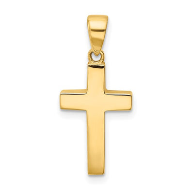 High Polished Flat Cross - 14kt Yellow Gold