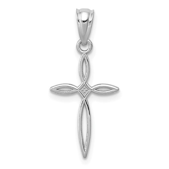 Open Detail Cross - 14kt White Gold