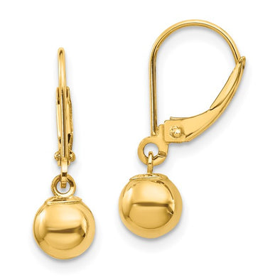 6mm Ball Dangle Earrings - 14kt Yellow Gold