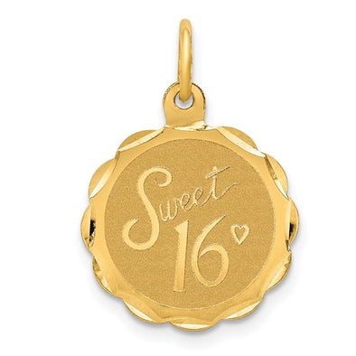 Round Sweet Sixteen Medal - 14kt Yellow Gold