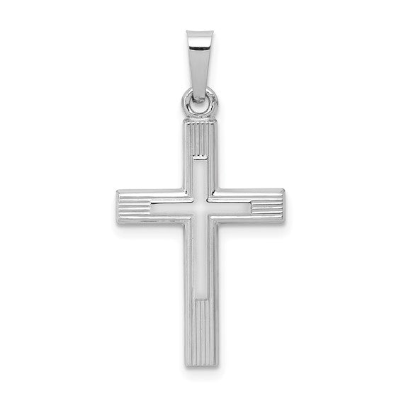 Brushed and High Polished Cross - 14kt White Gold