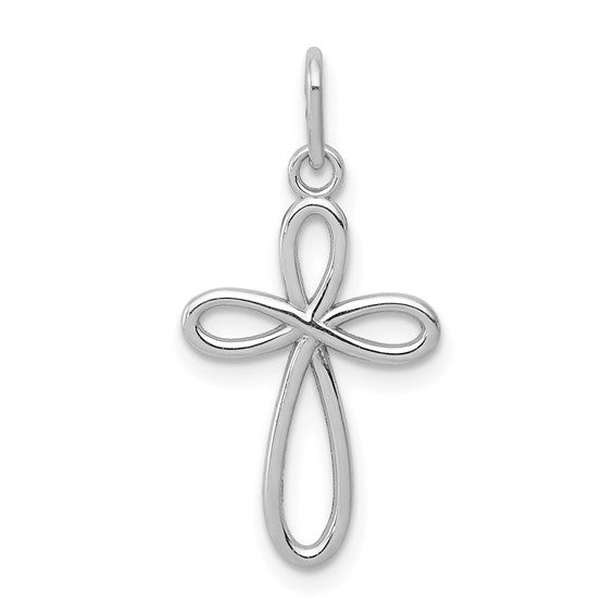 Open Rounded Edge Cross - 14kt White Gold