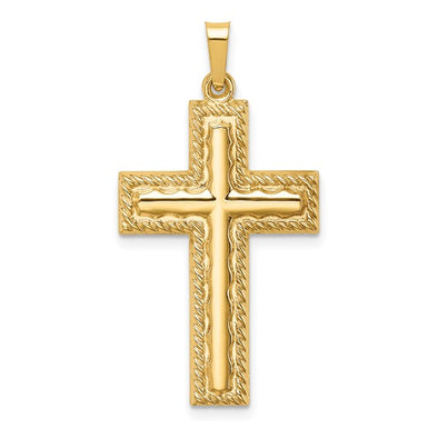 Textured and High Polished Cross - 14kt Yellow Gold