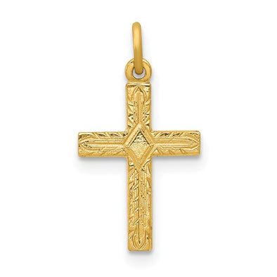 Small Textured Cross - 14kt Yellow Gold