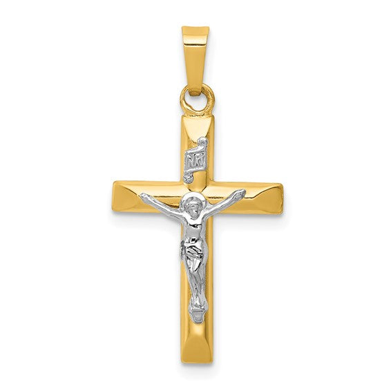 Crucifix with Knife Edge Detail - 14kt Two-Tone Gold