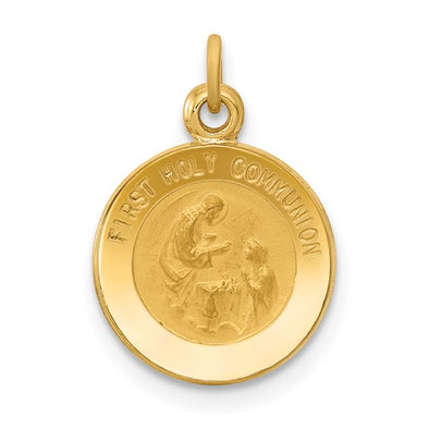 Round First Holy Communion Medal - 14kt Yellow Gold