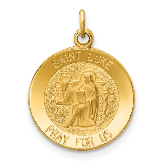Round St. Luke Medal - 14kt Yellow Gold