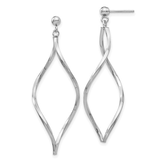 Twisted Design Dangle Earrings - 14kt White Gold