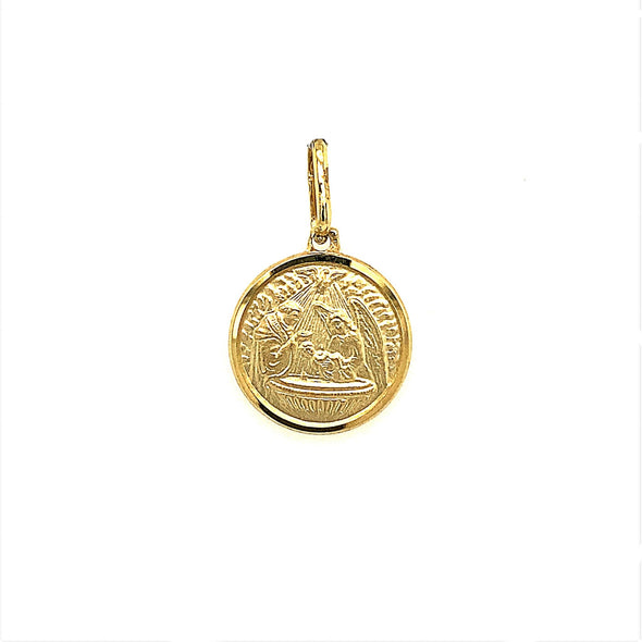 Round Baptismal Medal - 14kt Yellow Gold