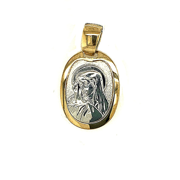 Oval Madonna Medal - 14kt Two-Tone Gold