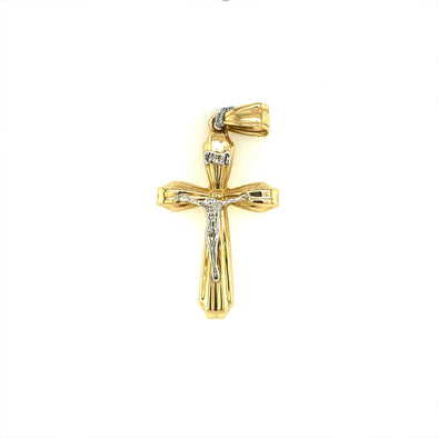 Etched Crucifix - 14kt Two-Tone Gold