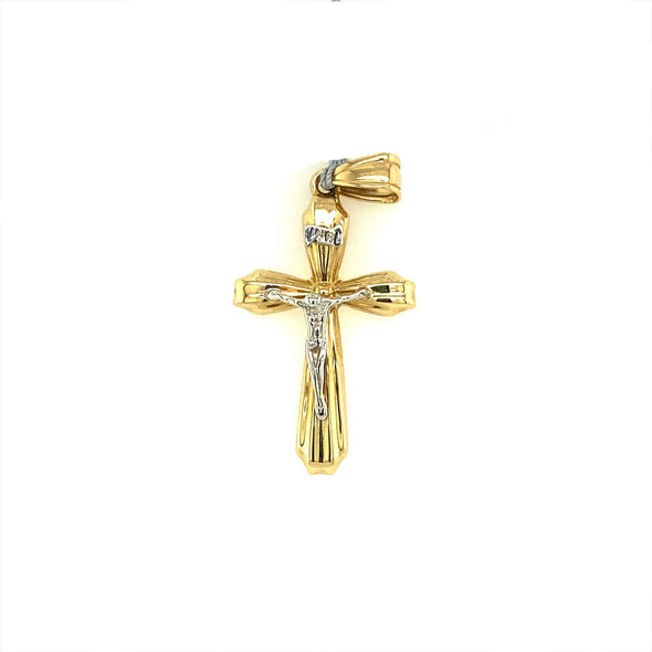 Etched Crucifix - 14kt Two-Tone Gold