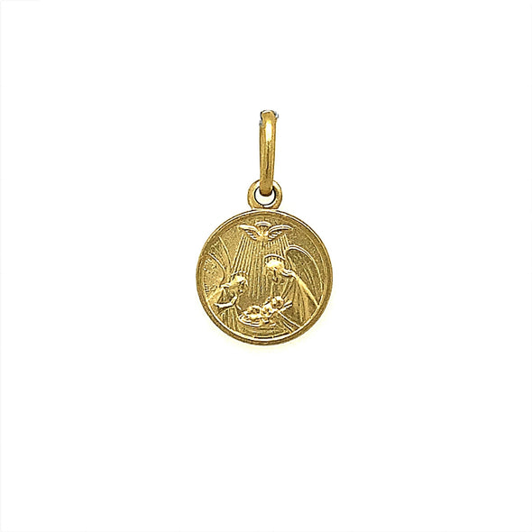 Round Baptismal Medal - 14kt Yellow Gold